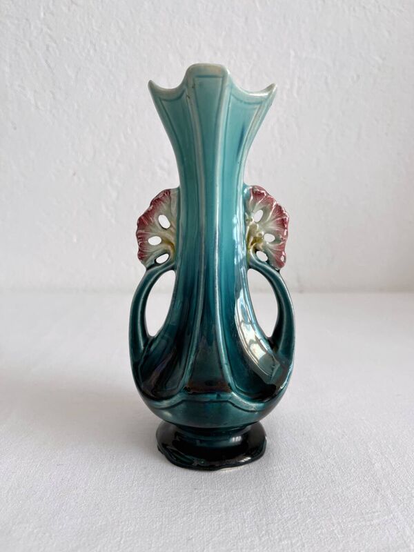 Vase soliflore en barbotine art nouveau fin XIXe
