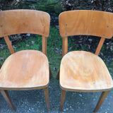 Vintage chairs stamped Thonet in curved beech wood and curved cp backrest.
