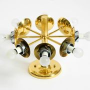 1960s Space Age brass ceiling lamp with 8 glass balls by Kaiser Leuchten