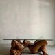 Vintage hand-carved wooden female nude sculpture coffee table
