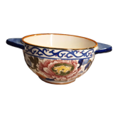 Bowl earthenware of gien decoration peonies