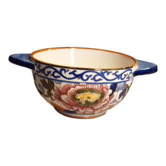 Bowl earthenware of gien decoration peonies