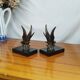 Pair of Art Deco Bookends of Swallows in Flight, Marble & Spelter