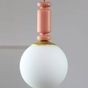 Mid-Century Italian Brass & Opaline Glass Pendant Lamps, Set of 2