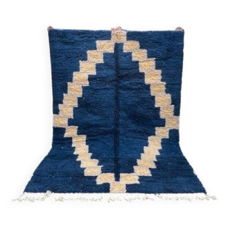 Tapis marocain blue avec des carre biege 250cmx150cm