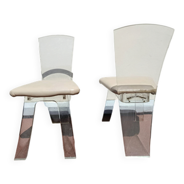 Chaises en lucite plexiglass annees 70