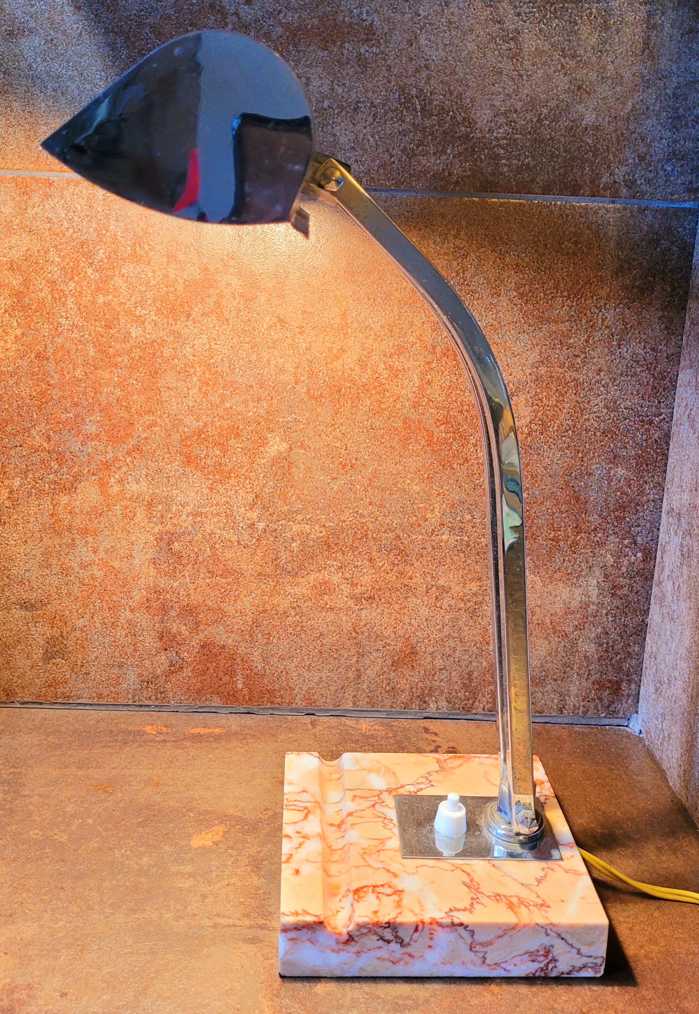 Antique Vintage Art Deco Chrome Metal Desk Lamp