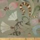 Canvas painted with a decor of lemurs, birds, and flowers. Contemporary.