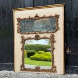 Fireplace Mirror Or Trumeau, Oil On Canvas And Gilded Wood, 18th Century