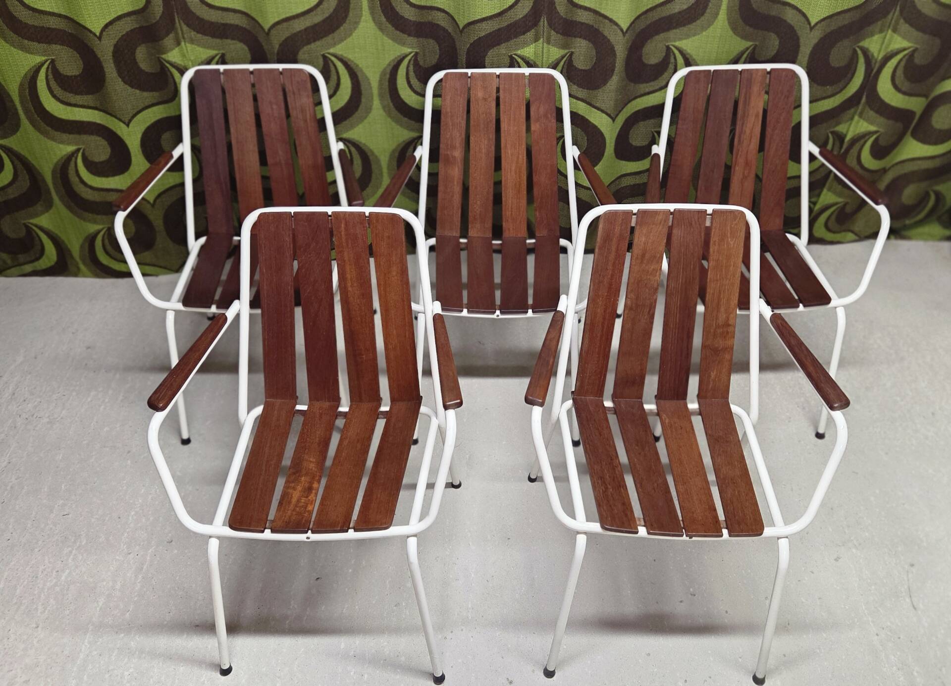 Salon de jardin vintage scandinave Daneline Teck Danemark 1960"