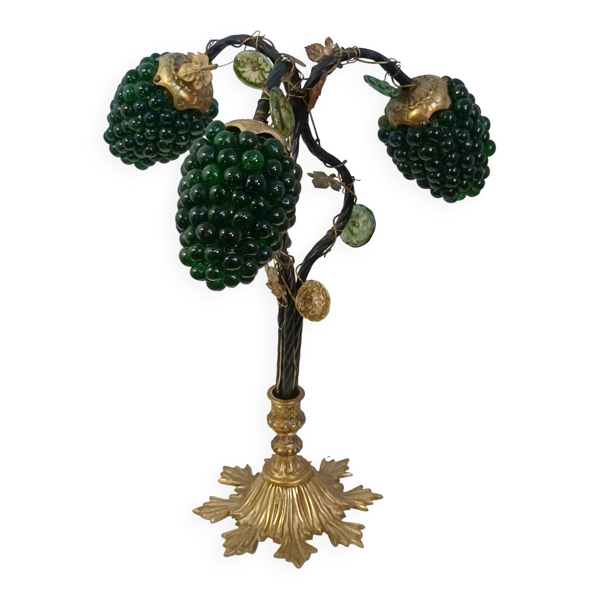 Lampe sculpturale Grappe de raisins verre de Murano 1960s