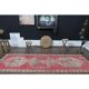 1970s Vintage Turkish Oushak Handmade Wool Cotton Pink Runner Rug 96x303