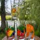 Vintage set of 4 fruit-decorated orangeade glasses.