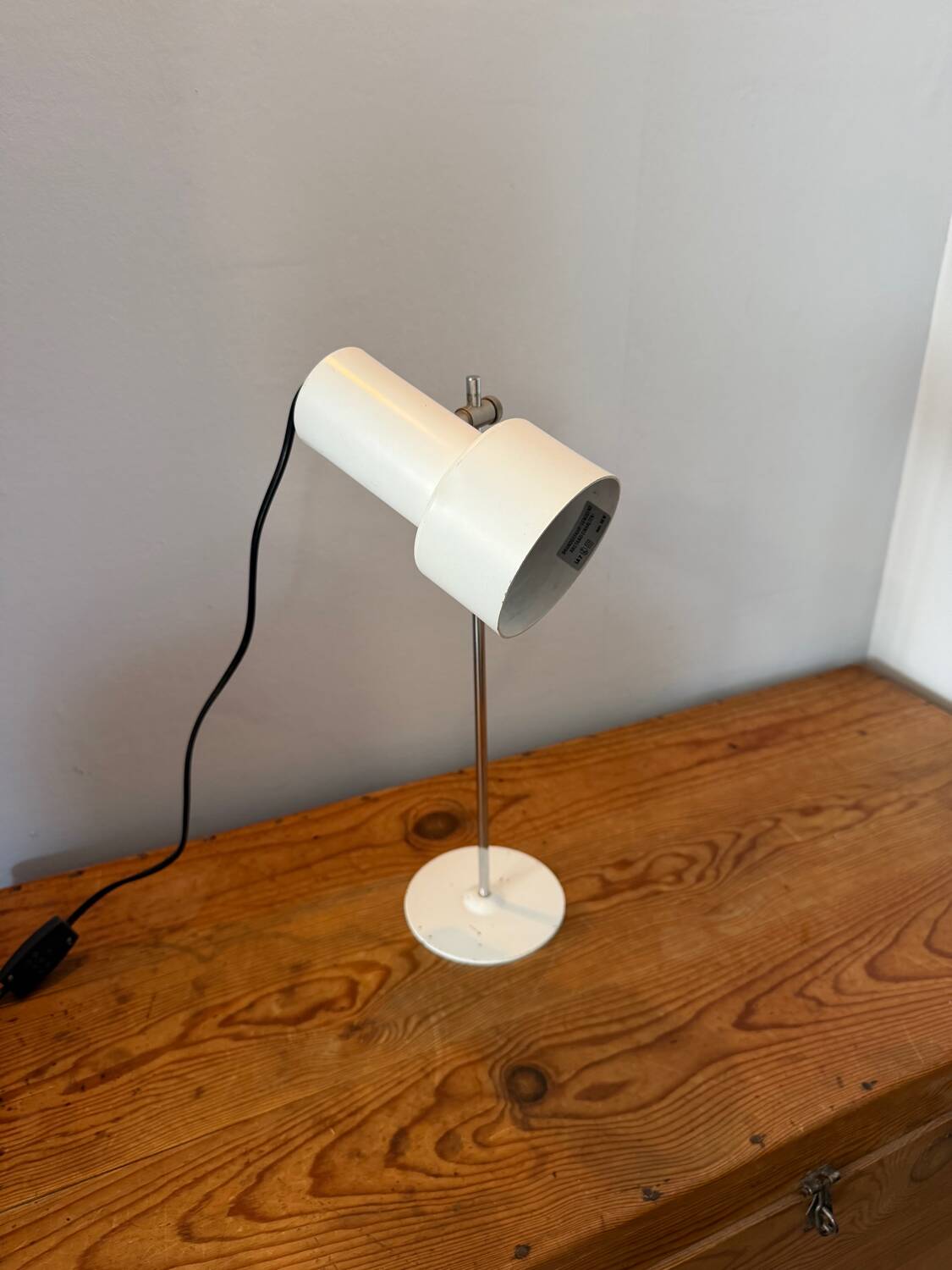 White aluminium designer table lamp made in Germany vintage