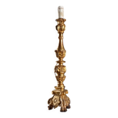 Antique carved and gilded wooden candelabrum, Italy, 19th century