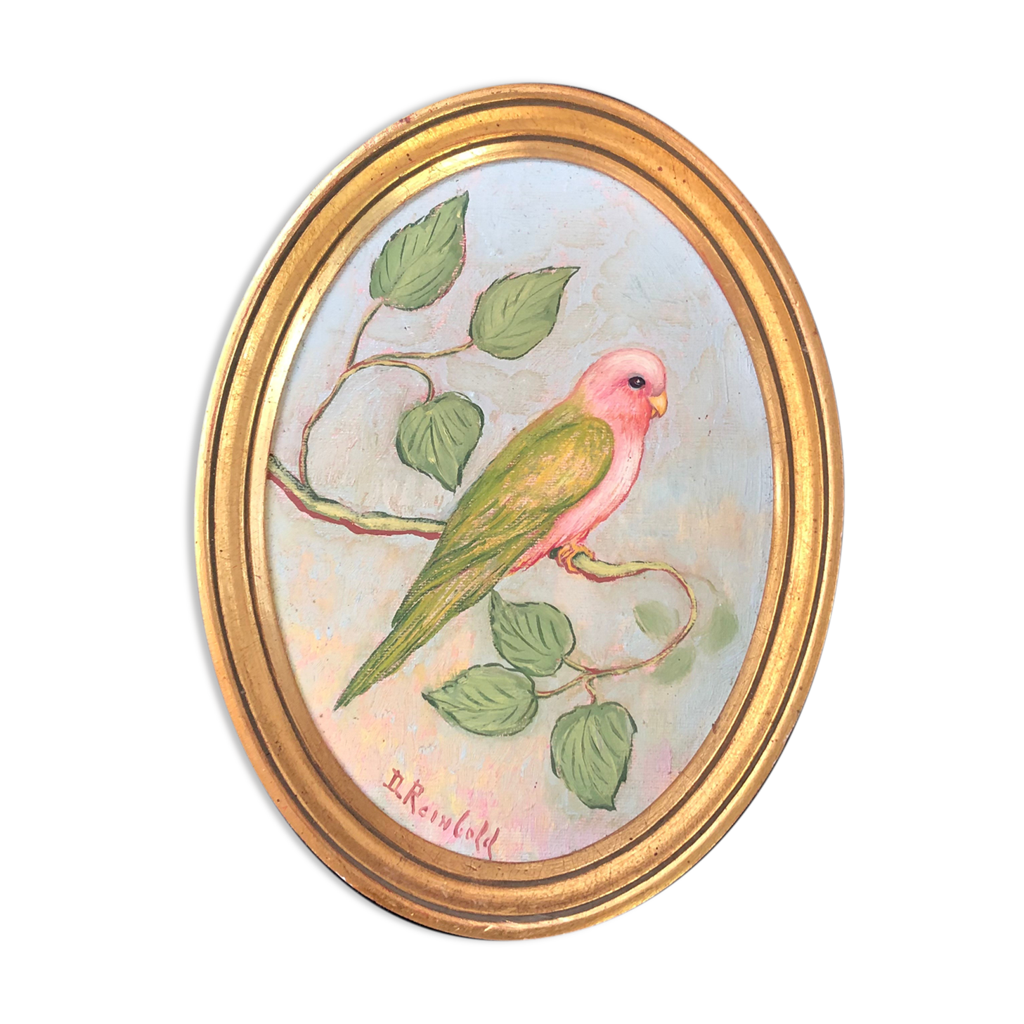 Golden frame and bird painting