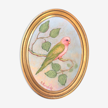 Cadre doré et peinture oiseau