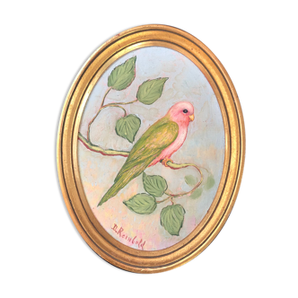 Golden frame and bird painting
