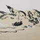 Mokuchu URUSHIBARA : Estampe japonaise, Les canetons (crème), Gravure sur bois signée