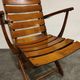 Pair of wooden folding garden chairs with table, 1950s