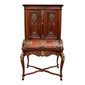 Rococo-style secretary. Solid oak, hand-painted. France. 18th century.