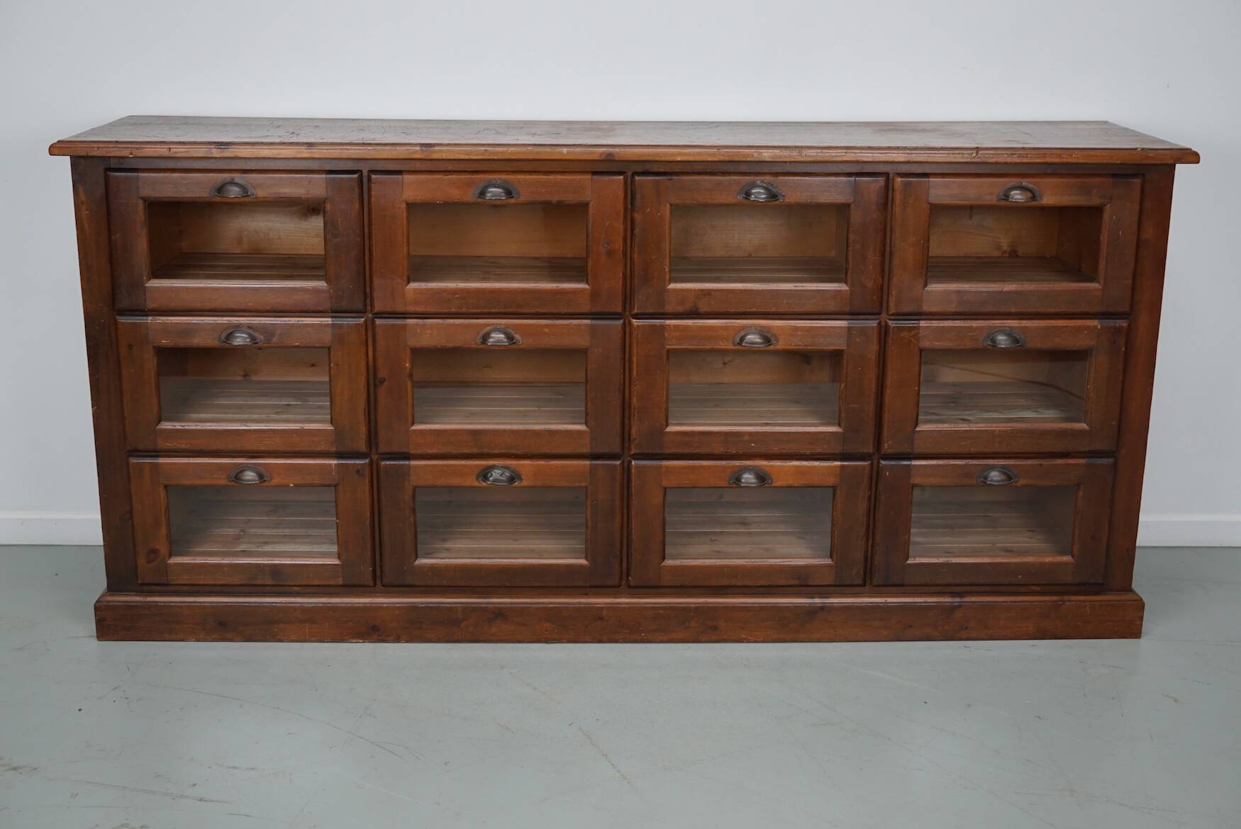 Vintage Dutch Pine Haberdashery Shop Cabinet, Mid-Century
