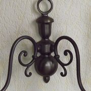 Pair of double Flemish style wall sconces in French silver from the period, with red drops 51.