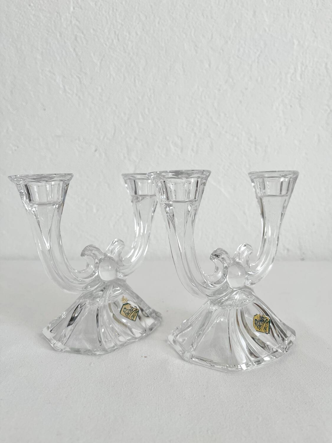 2 vintage Phonix crystal 2-arm candlestick candle holders