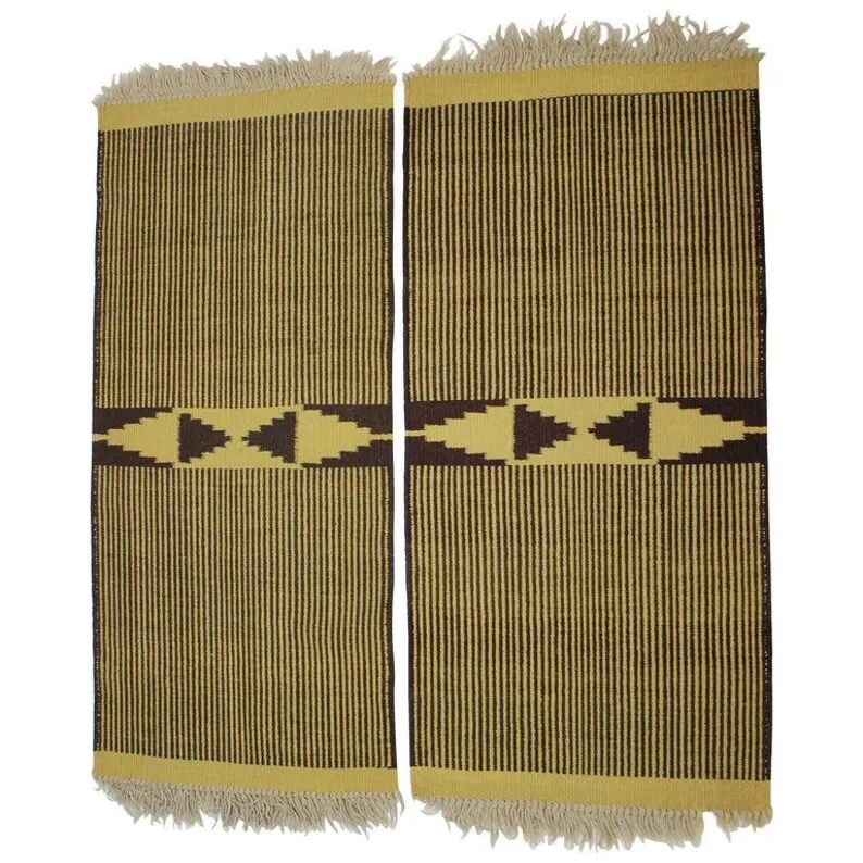 Pair of Small Midcentury Geometric Kilim Carpets, 1960s