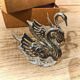 Pair of antique salt cellars swans silver-plated metal