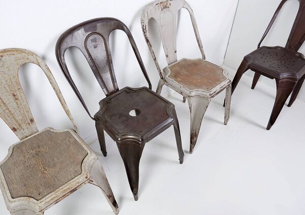 4 chaises en métal par Fibrocit, Belgique 1950
