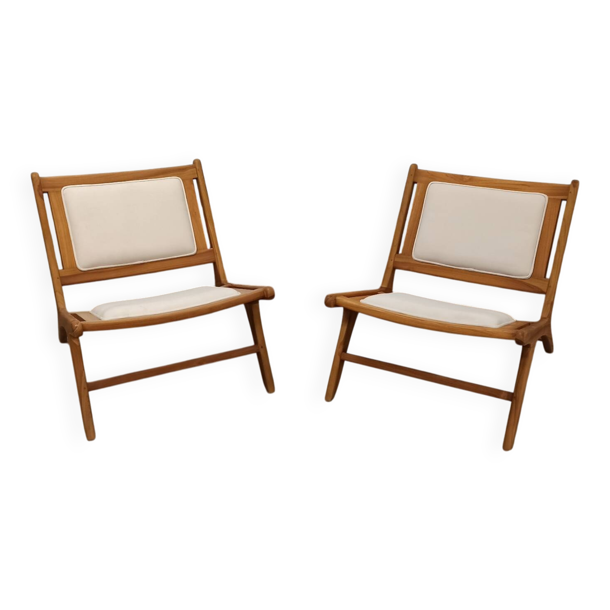 Pair of low wooden chairs