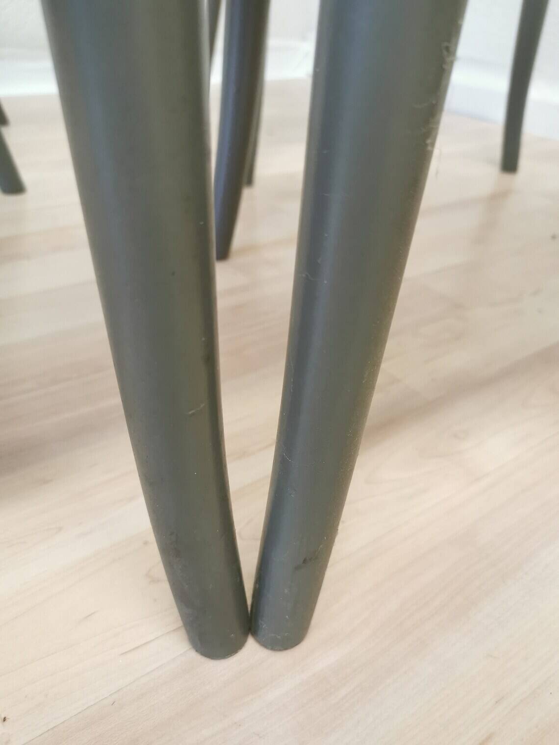 Set of 6 Vintage Gray Bentwood Dining Chair: Thonet Style Cane Seat