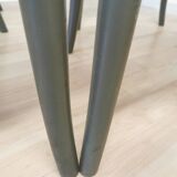 Lot de 6 chaises de salle à manger vintage en bois courbé gris : siège en rotin style Thonet