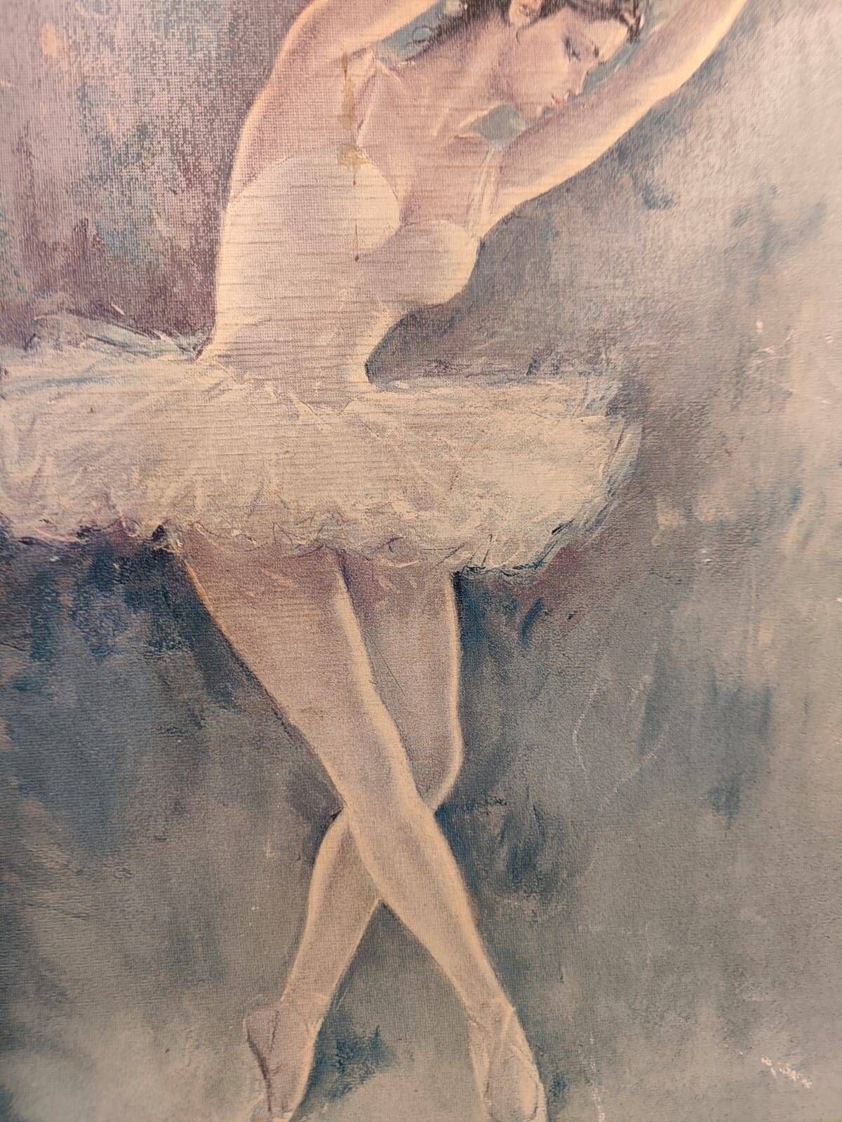 Ballerina painting on wood | Vintage painting | Framed | Art deco