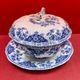 Soup tureen in gien earthenware & its dish, dauphin model delft blue and