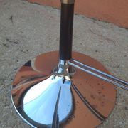 Oval table 70s design – Glass, Chrome & Walnut