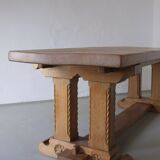 Gothic revival refectory dining table and chairs set of 7 France