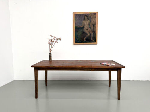Oak dining table with tapered legs, 1970s.