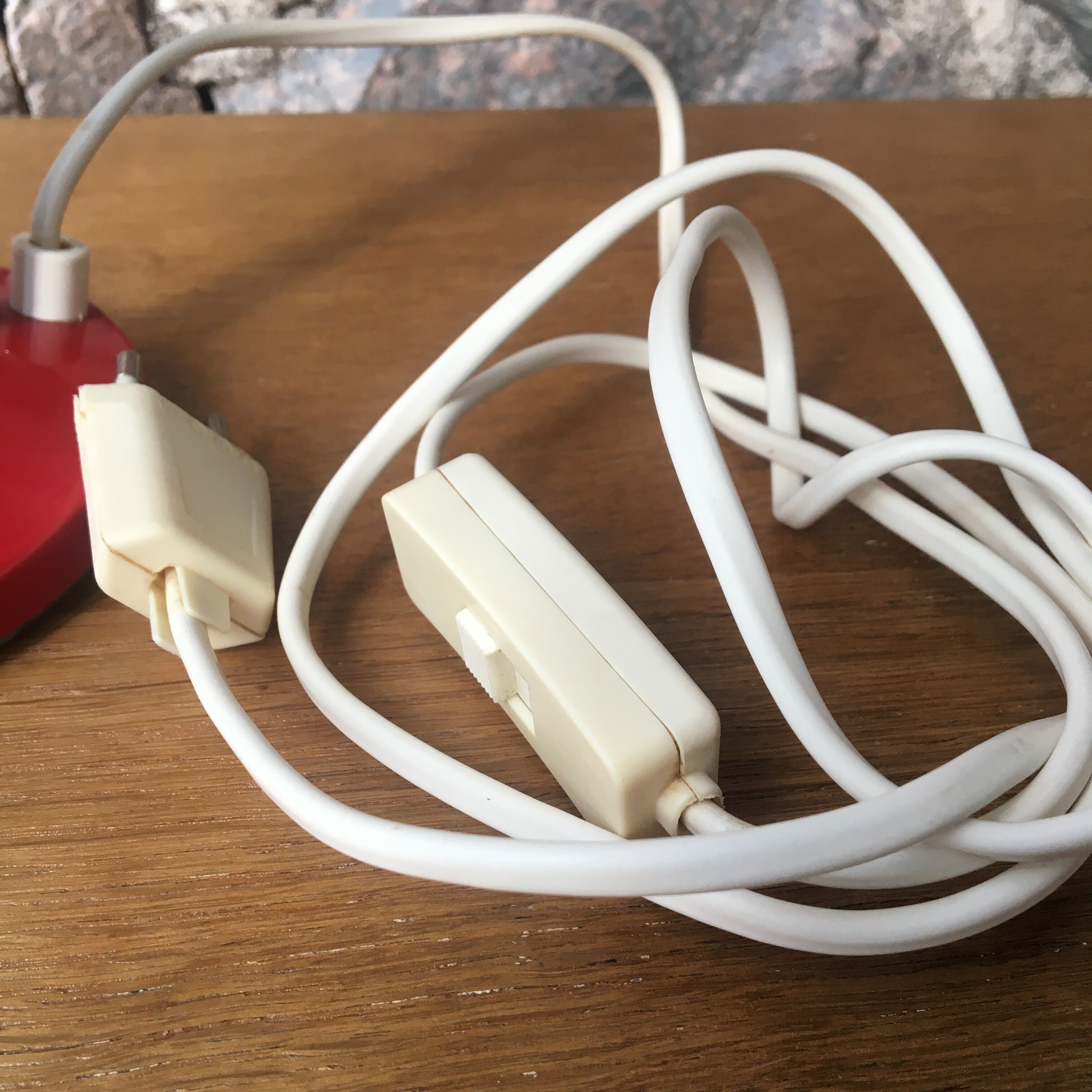 Vintage desk lamp red metal and stainless steel