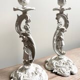 Pair of patinated candlesticks