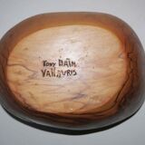 Old olive salad dish signed "Tony Bain Vallauris"