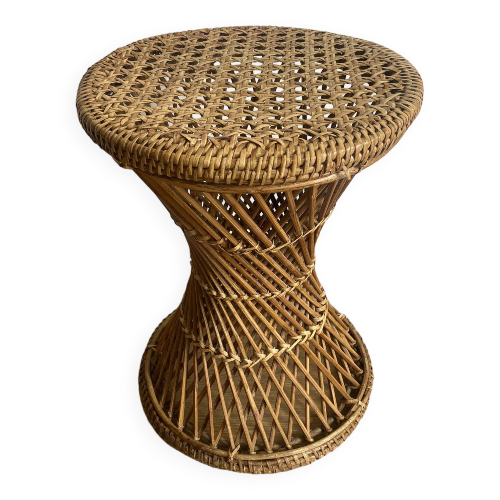 Vintage rattan and cane stool