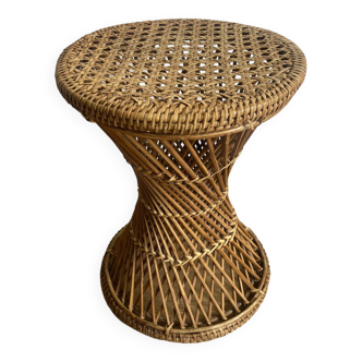 Vintage rattan and cane stool