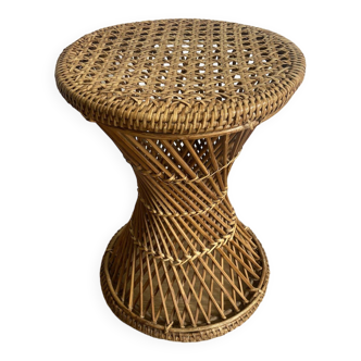 Vintage rattan and cannage stool