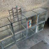 Modular bookcase, shelves composed of cubes facets of glass desselles