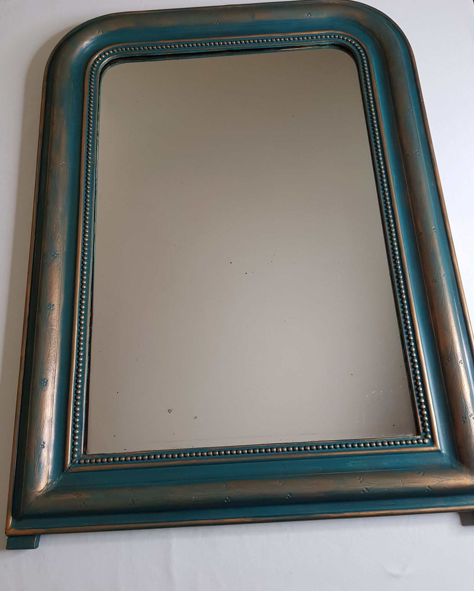 Mirror Louis Philippe old green and gold patina 95x71cm