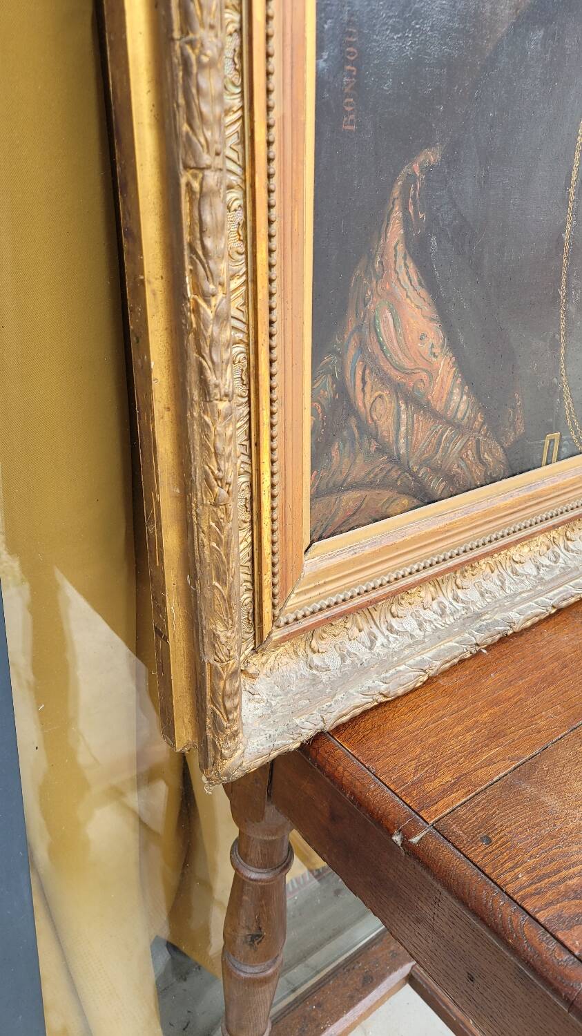 Oil on Canvas Portrait Painting of a Woman Framed 19th Century Signed