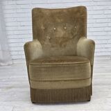 1970s, Danish highback armchair, light green furniture velour.