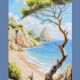 Oil painting of a beach signed. Sea in oil signed. Painting of a beach.